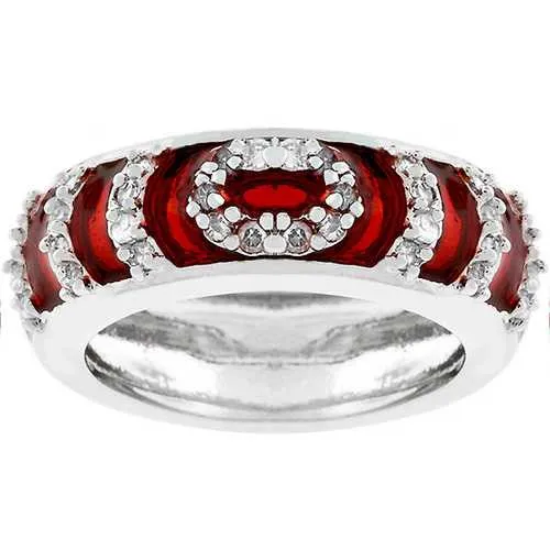 Garnet Enamel Ripple Ring