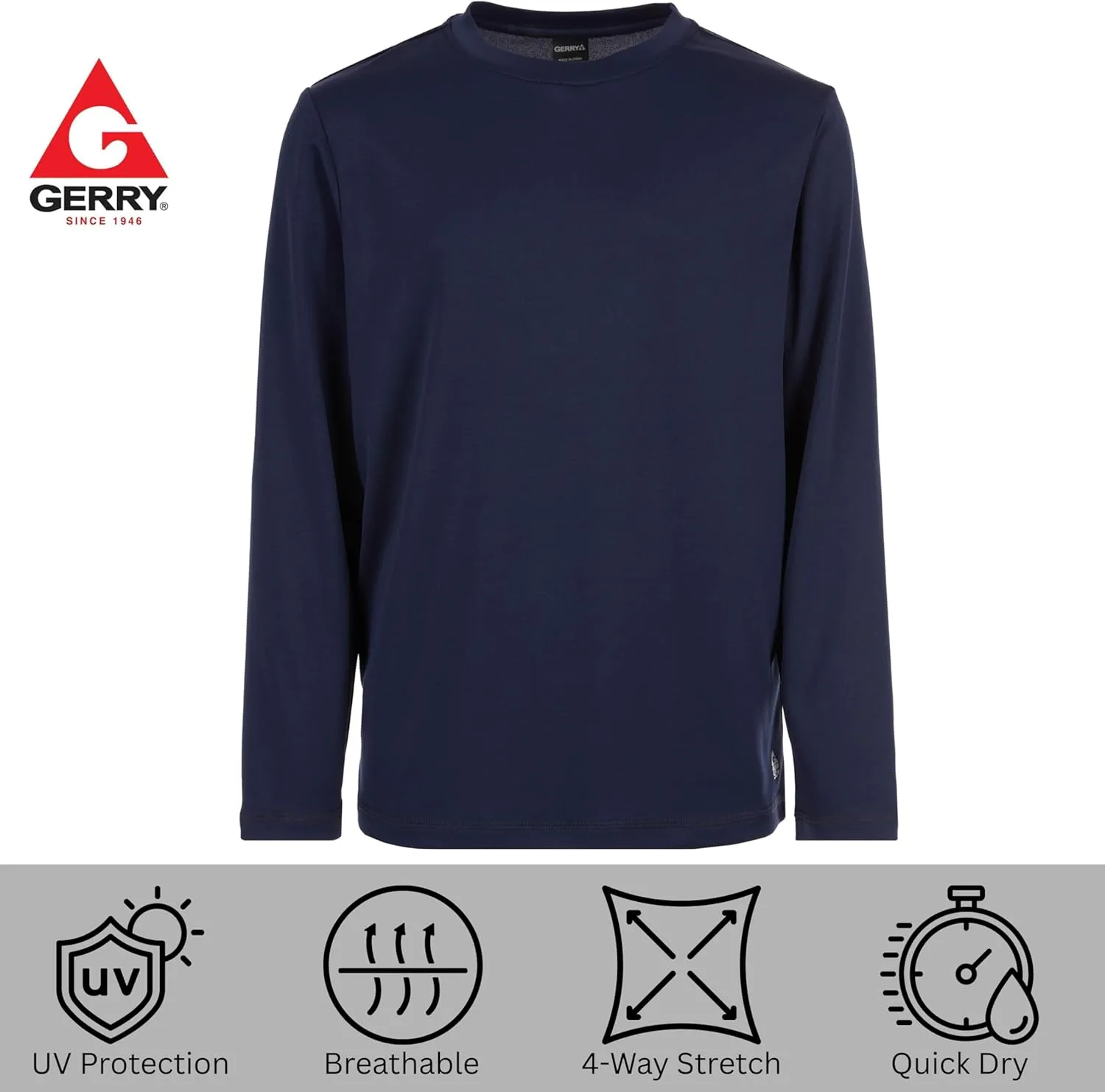 Gerry Rash Guard for Boys, Long Sleeve Boys Swim Shirt, UPF 50  SPF UV Sun Protection, Quick Dry Rashguard for Kids