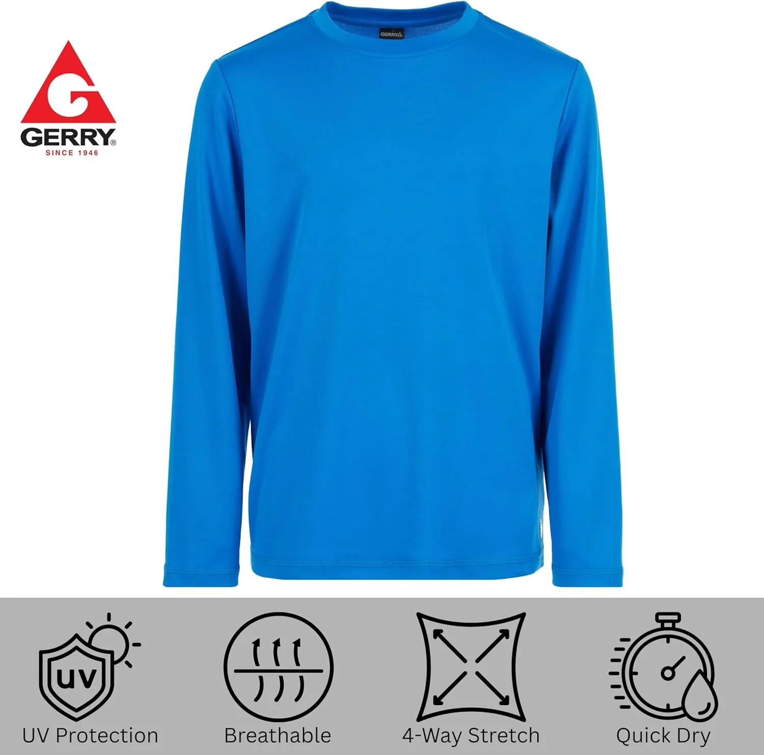 Gerry Rash Guard for Boys, Long Sleeve Boys Swim Shirt, UPF 50  SPF UV Sun Protection, Quick Dry Rashguard for Kids
