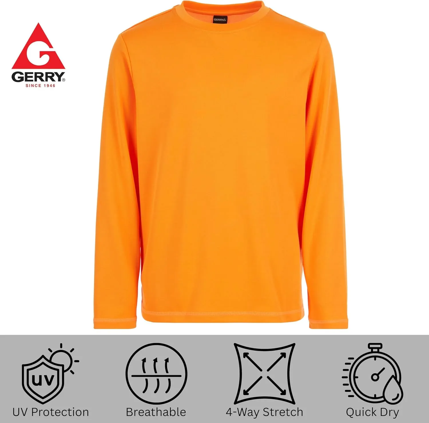 Gerry Rash Guard for Boys, Long Sleeve Boys Swim Shirt, UPF 50  SPF UV Sun Protection, Quick Dry Rashguard for Kids