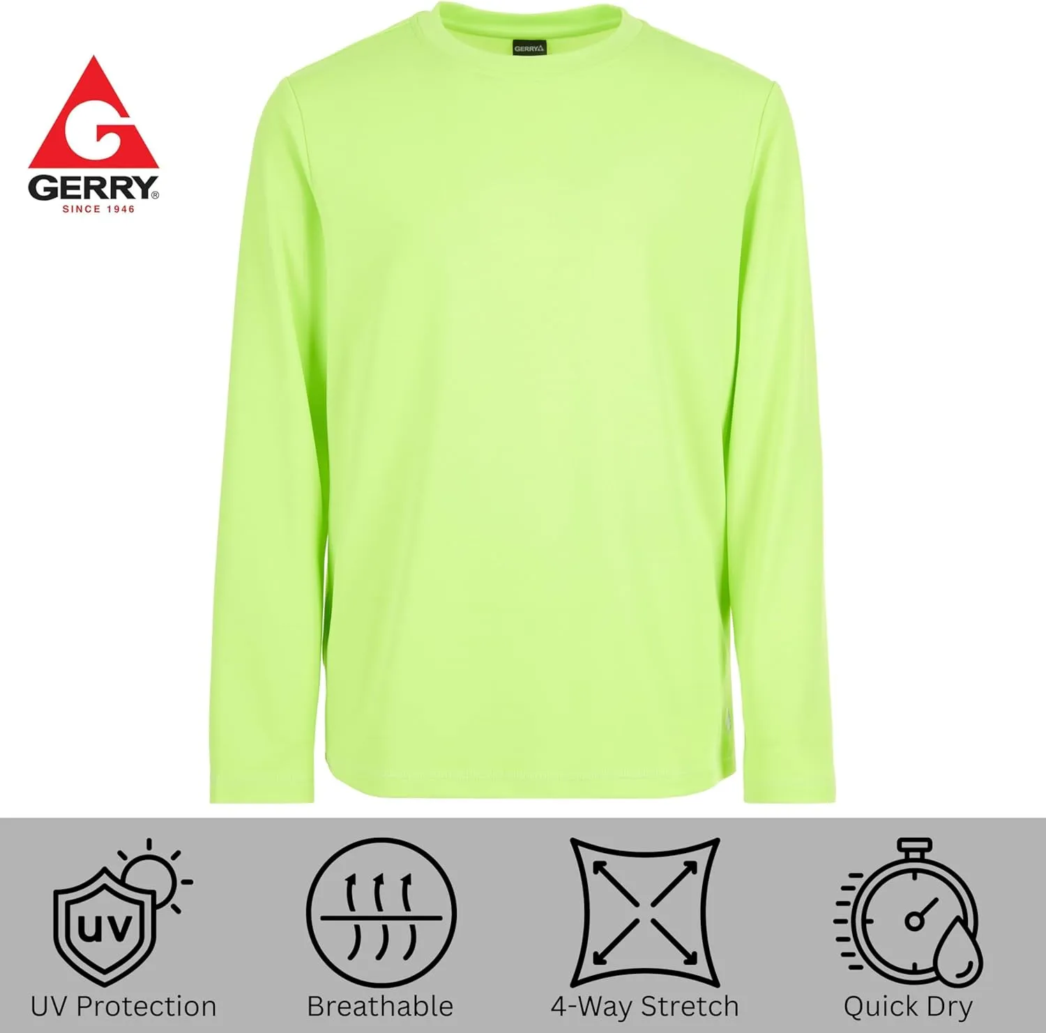 Gerry Rash Guard for Boys, Long Sleeve Boys Swim Shirt, UPF 50  SPF UV Sun Protection, Quick Dry Rashguard for Kids