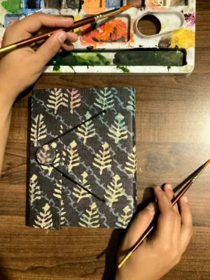 Ginger Bread Upcycled Handloom Fabric Journal Ruled Pages