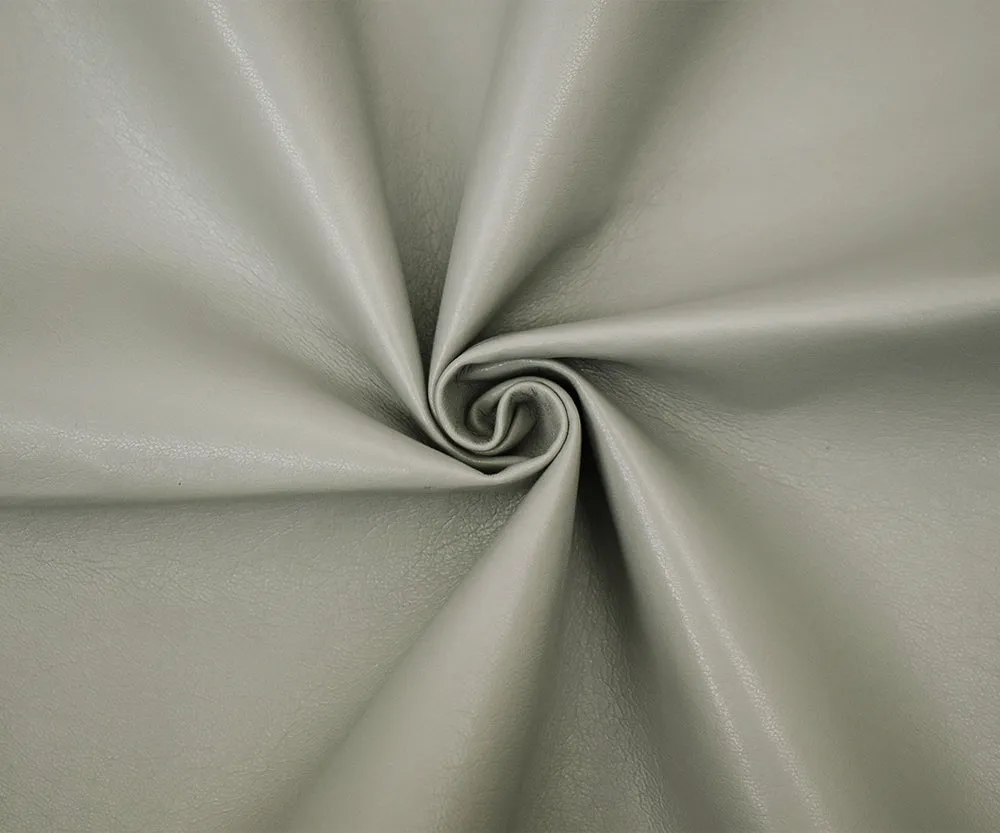 Gray Famous Maker Solid Recycled Leather and Polyurethane Blend Fabric