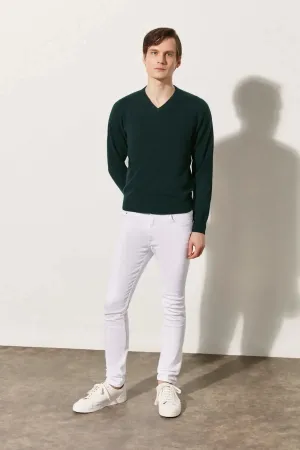 Green Pure Cashmere Vincent V-Neck Men's Sweater