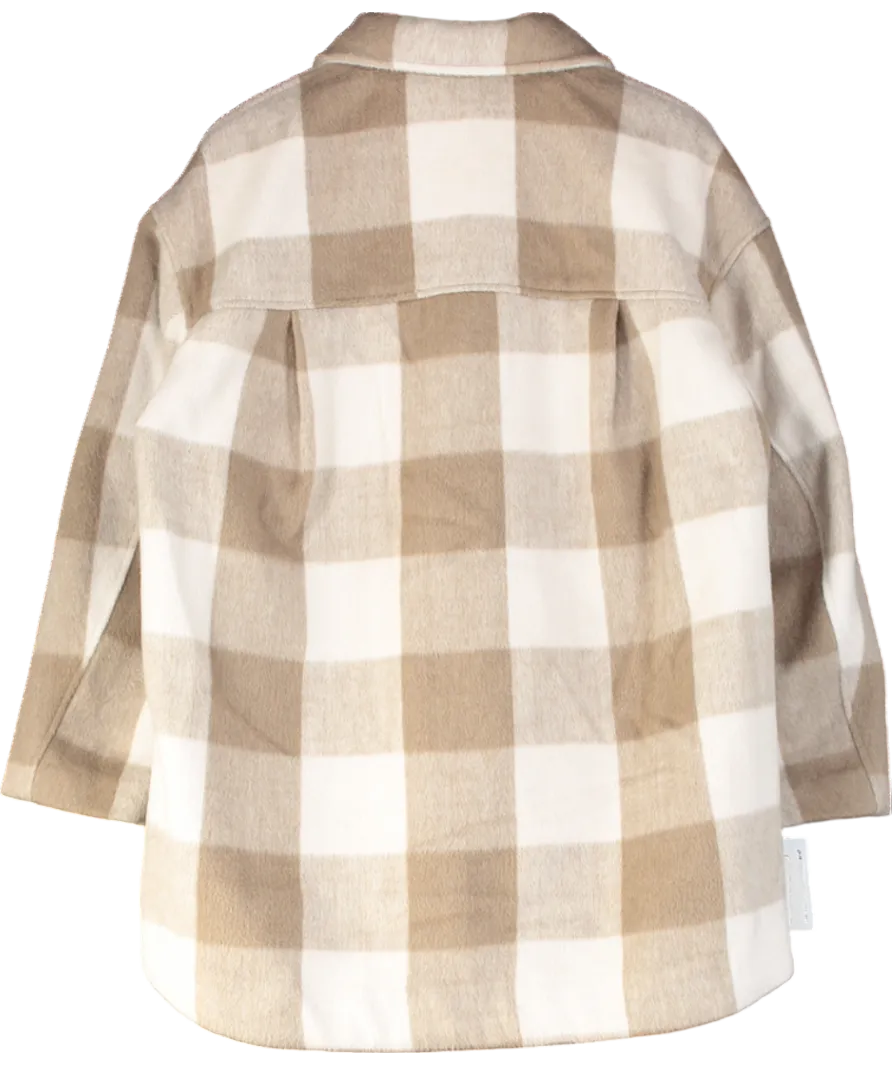 H&M Beige Oversized Checked Long Shacket UK M