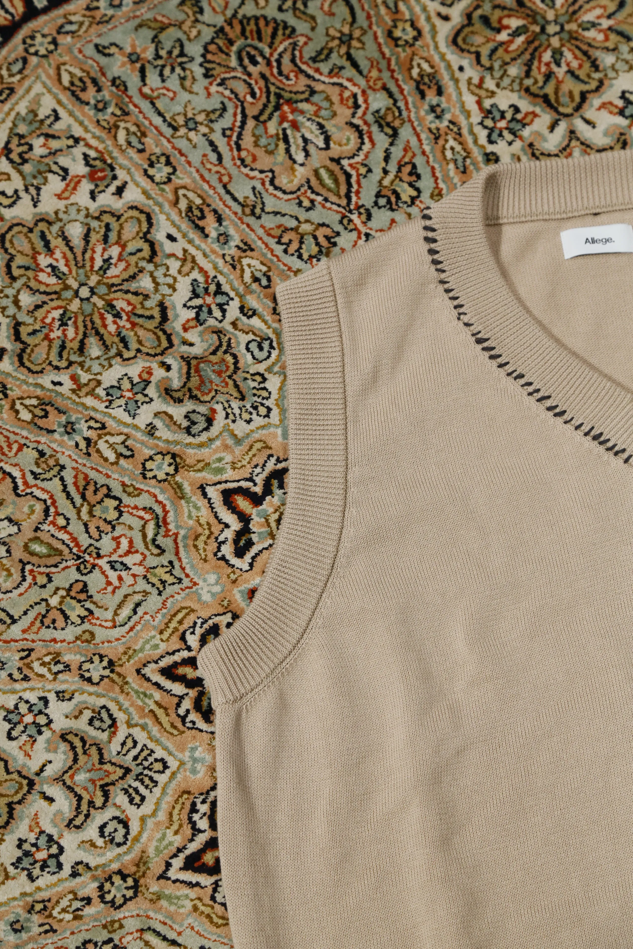 Hand Stitch Knit Vest (BEIGE)