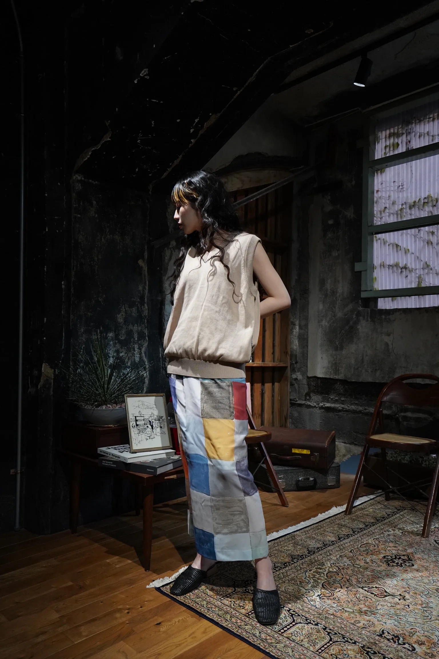 Hand Stitch Knit Vest (BEIGE)