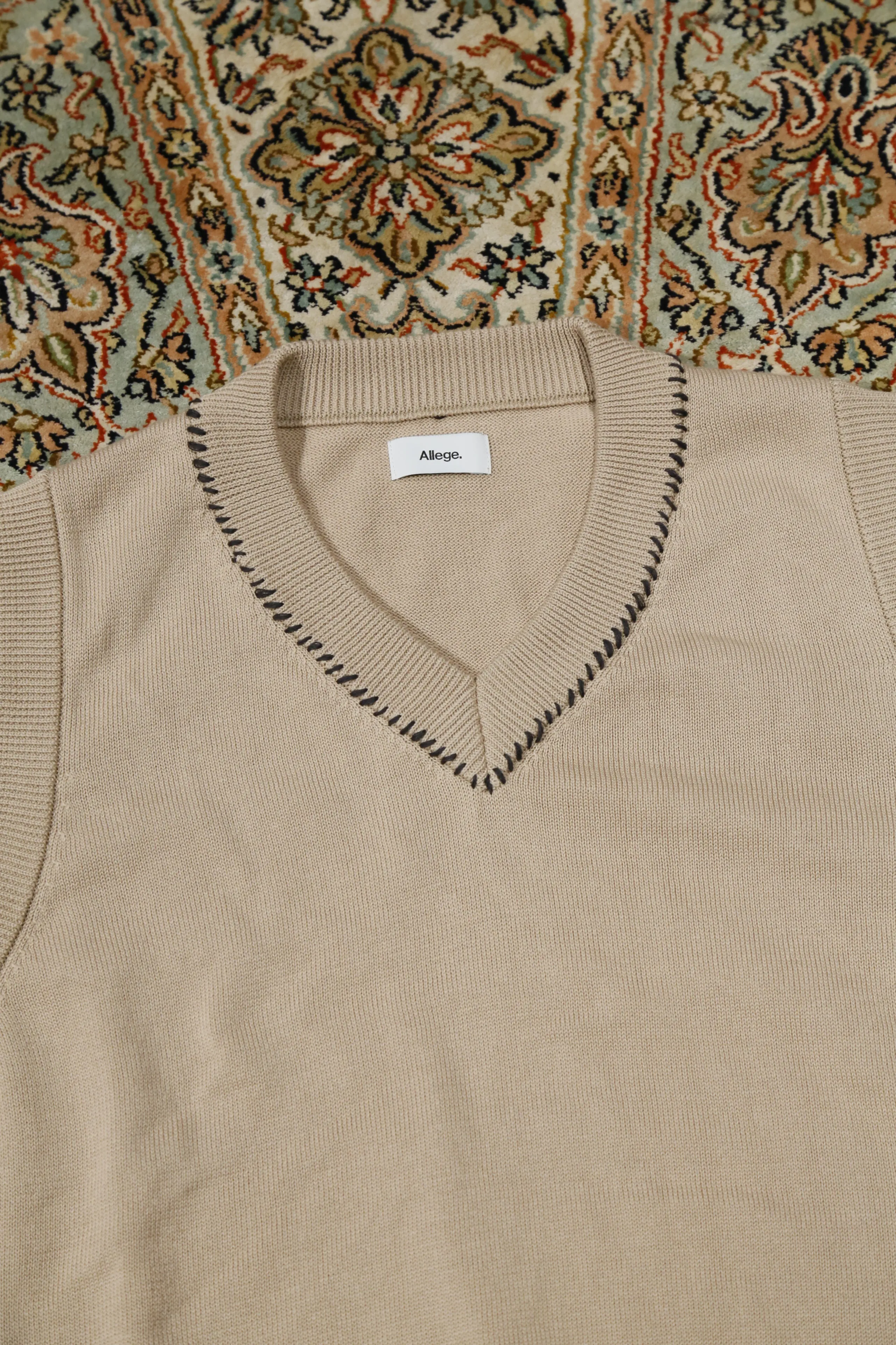Hand Stitch Knit Vest (BEIGE)