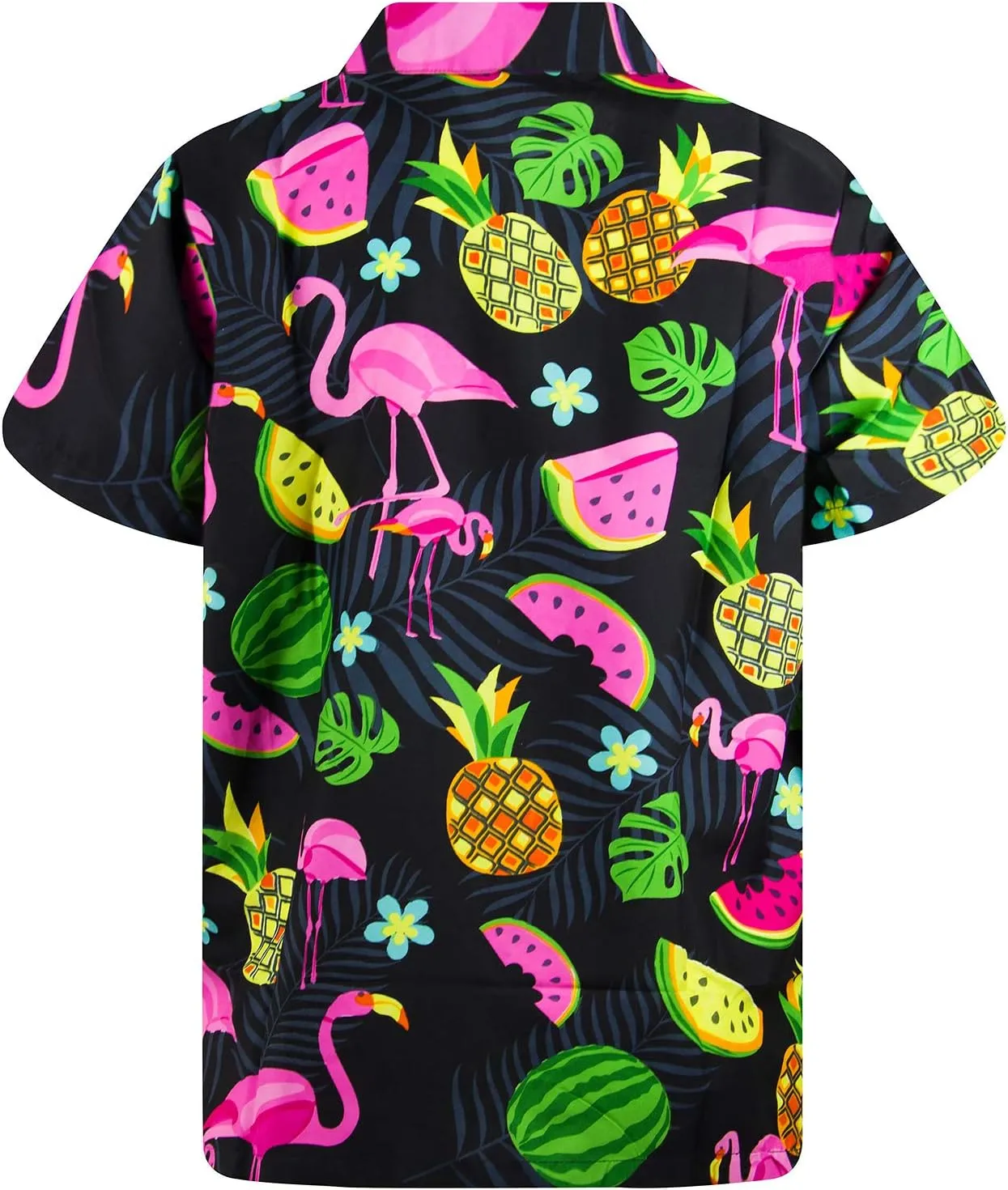 Hawaiian Shirt for Men Fruit-Desing Flamingos Regular-Shirts Short-Sleeve Button-Down Vacation