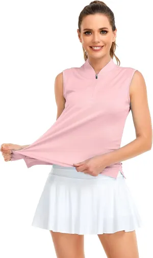 HDL Women's Sleeveless Polo Golf Shirts Quick Dry 50  UV Protection Lightweight Tennis Tank Tops
