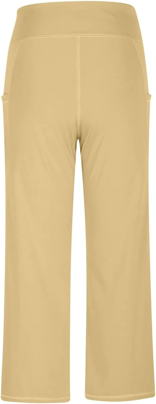 hlysgo Women's Yoga Capris Pants High Waist Leggings Crossover Straight Leg Crop Trousers Summer Workout Capris with Pockets