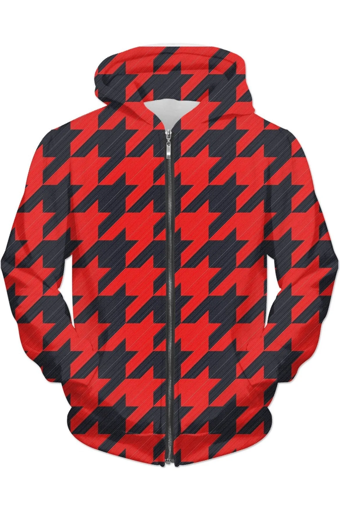 Houndstooth Unisex Zip Hoodie