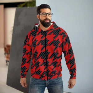 Houndstooth Unisex Zip Hoodie