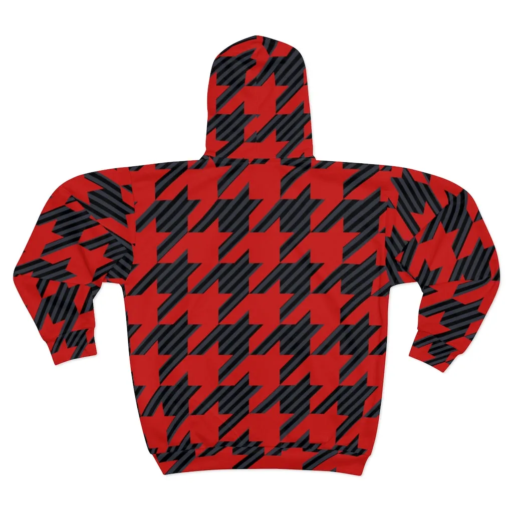 Houndstooth Unisex Zip Hoodie