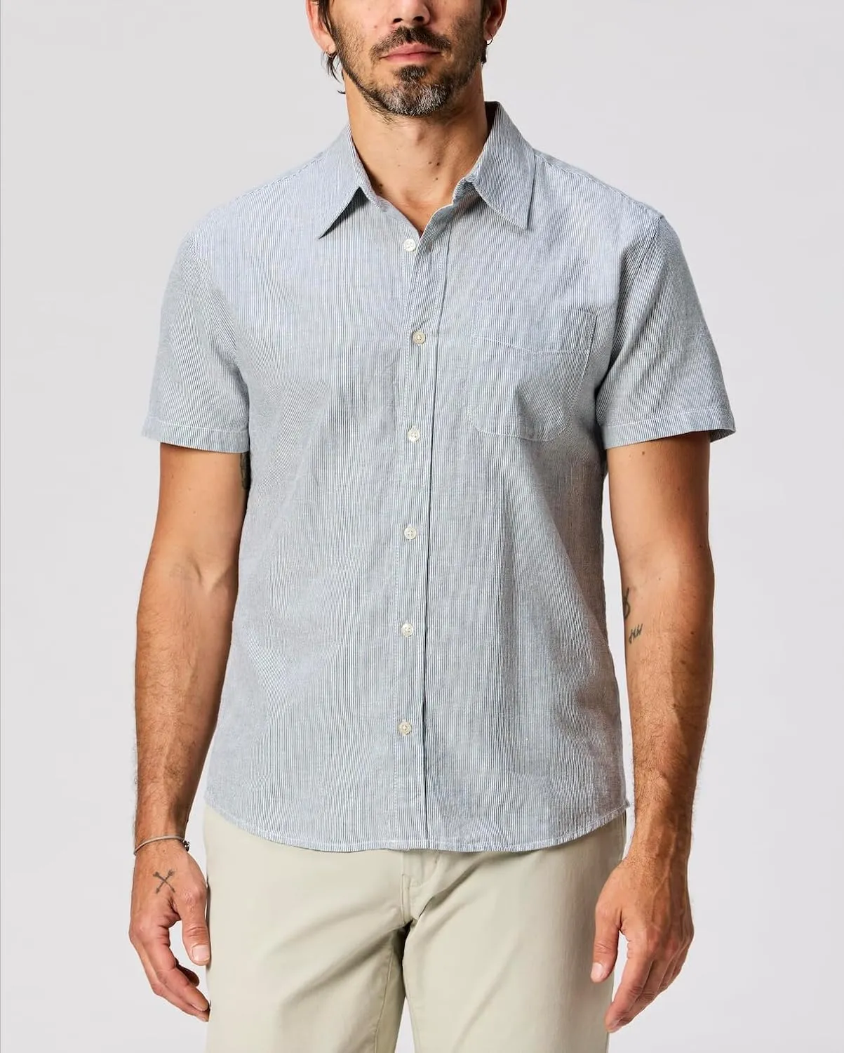 Huckberry Flint and Tinder Hemp Men's Short Sleeve Button Down Shirt, Perfect Short Sleeve Button Down for Men