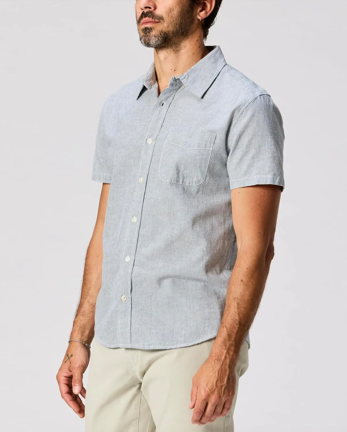 Huckberry Flint and Tinder Hemp Men's Short Sleeve Button Down Shirt, Perfect Short Sleeve Button Down for Men