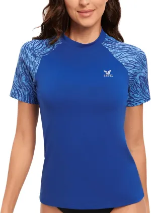 HUGE SPORTS Women's UPF 50  UV Protection Sun Shirts Short Sleeve Quick Dry Rash Guard Swim Gym Workout Tops