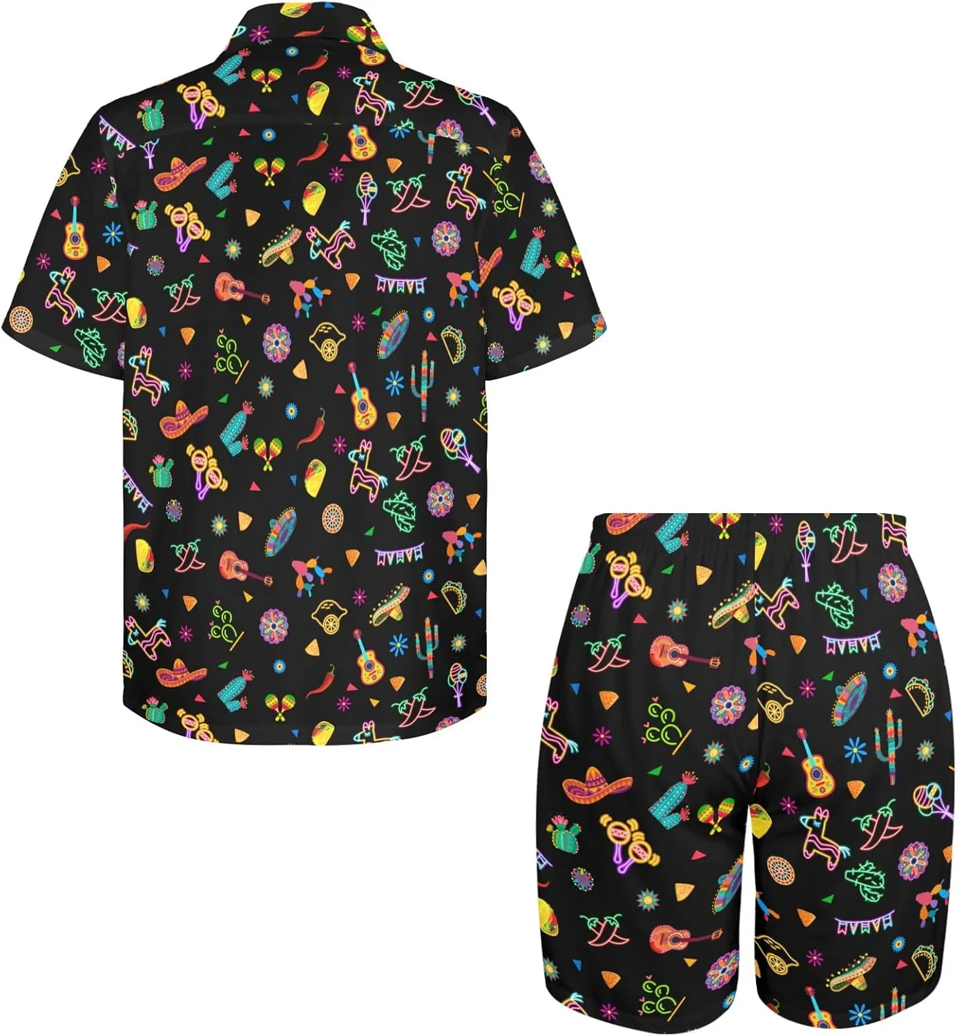 HUGLAZY Mens 2 Piece Outfit Summer Shirts Short Sleeve Hawaiian Shirt And Shorts Beach Outfits Party Disco