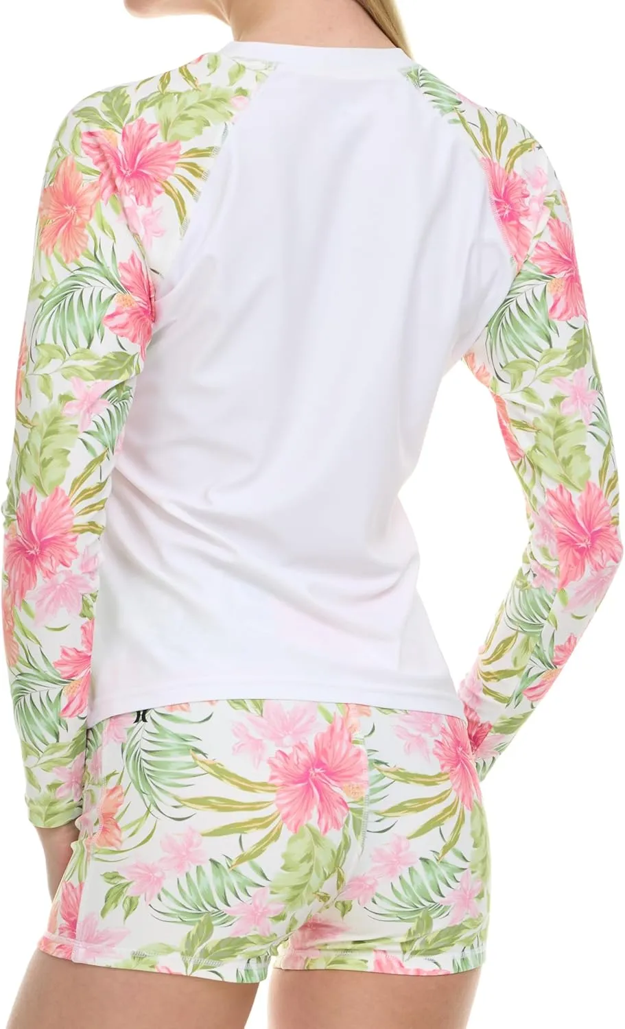 Hurley Womens Two Piece Rash Guard & Swim Shorts, Long Sleeve Swim Shirt, Quick Dry Swimsuits UPF 50  SPF Sun & UV Protection