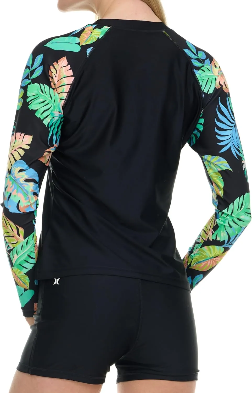 Hurley Womens Two Piece Rash Guard & Swim Shorts, Long Sleeve Swim Shirt, Quick Dry Swimsuits UPF 50  SPF Sun & UV Protection