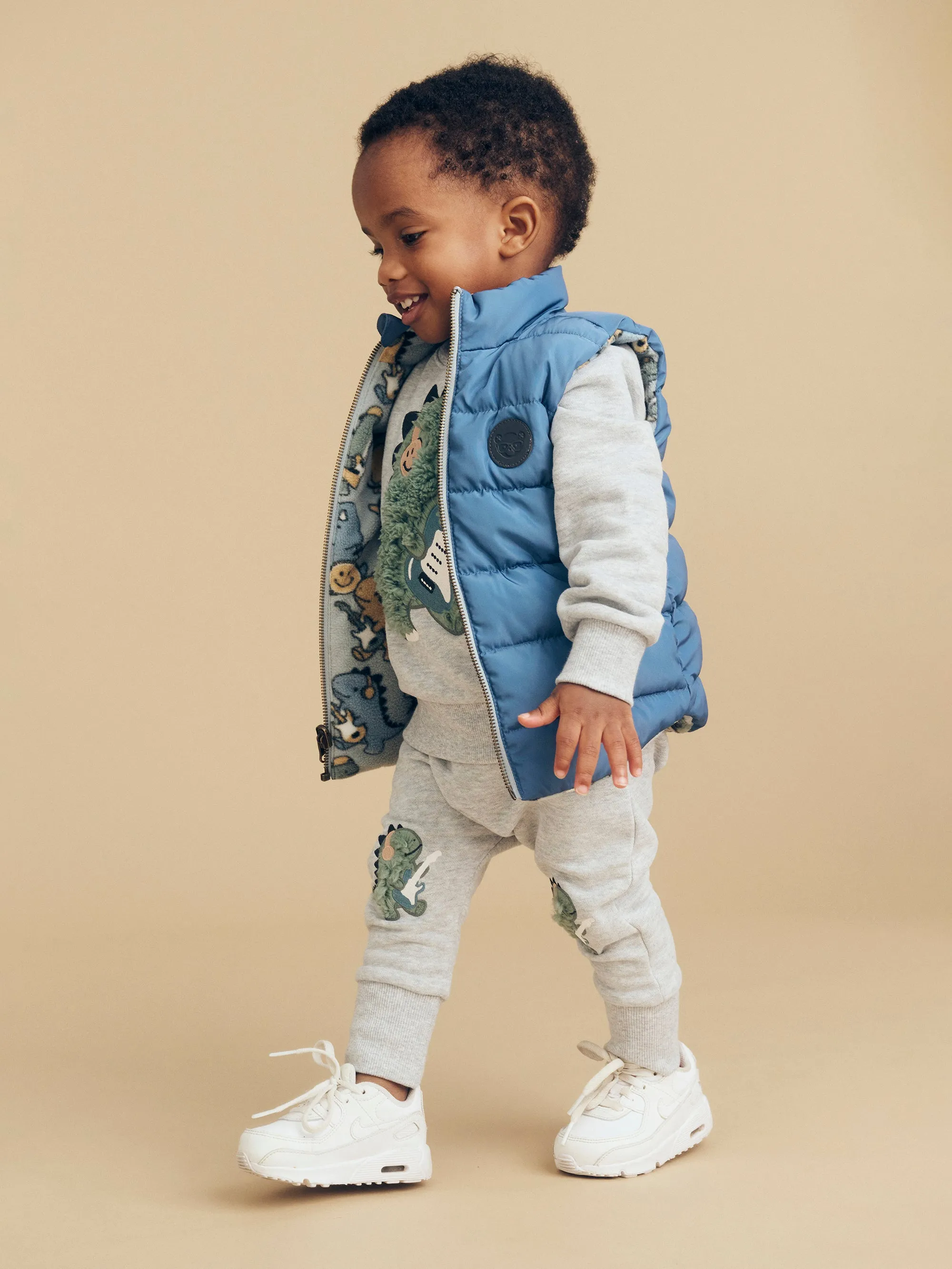 Huxbaby Dino Band Reversible Fleece Vest Night