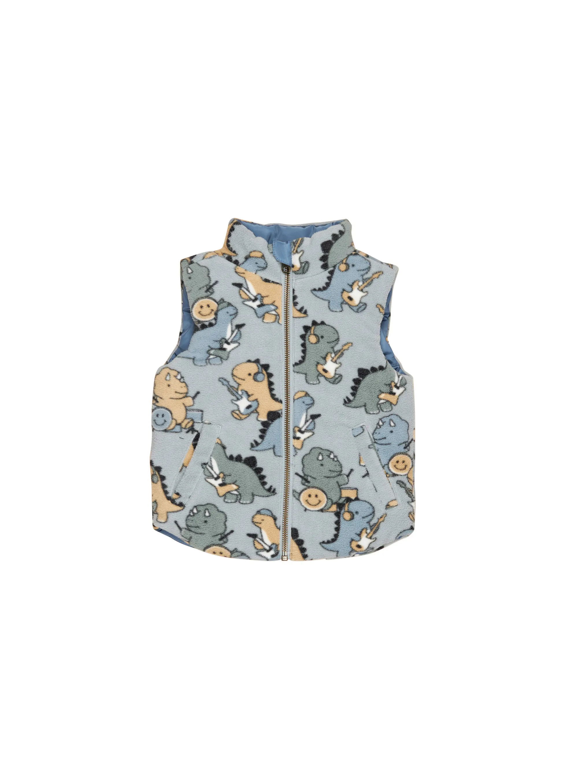 Huxbaby Dino Band Reversible Fleece Vest Night