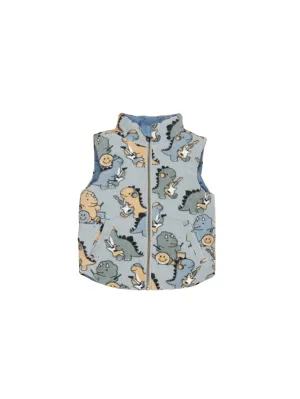 Huxbaby Dino Band Reversible Fleece Vest Night