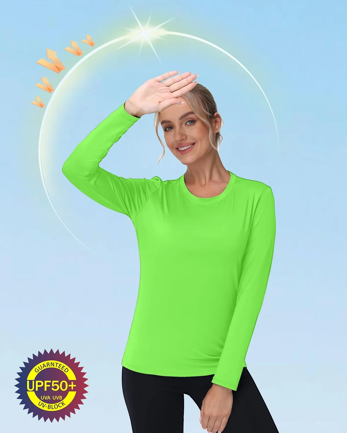 isnowood Women's Sun Protection Long Sleeve Shirts, UPF 50  UV Swim Rash Guard Shirt, Lightweight Workout Hiking Running Tops