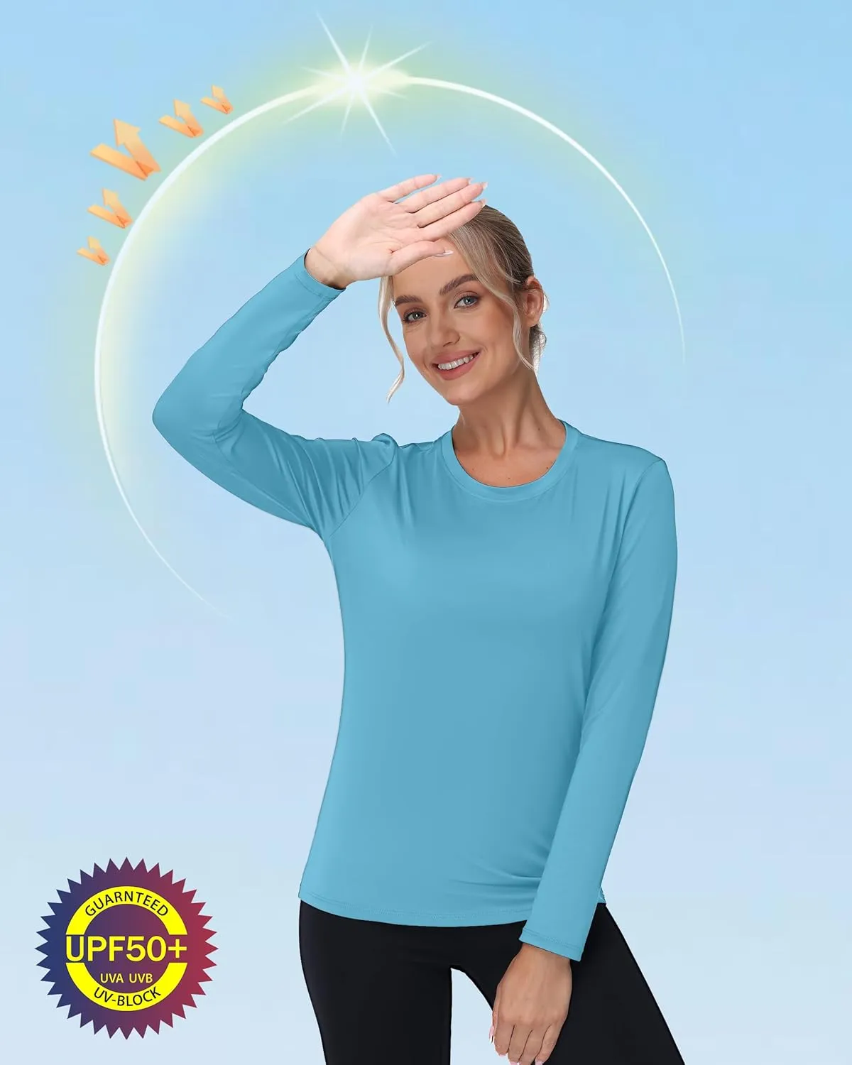 isnowood Women's Sun Protection Long Sleeve Shirts, UPF 50  UV Swim Rash Guard Shirt, Lightweight Workout Hiking Running Tops