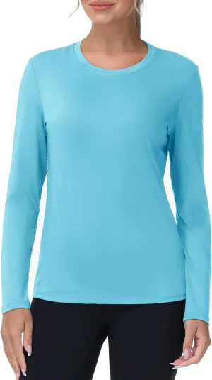 isnowood Women's Sun Protection Long Sleeve Shirts, UPF 50  UV Swim Rash Guard Shirt, Lightweight Workout Hiking Running Tops