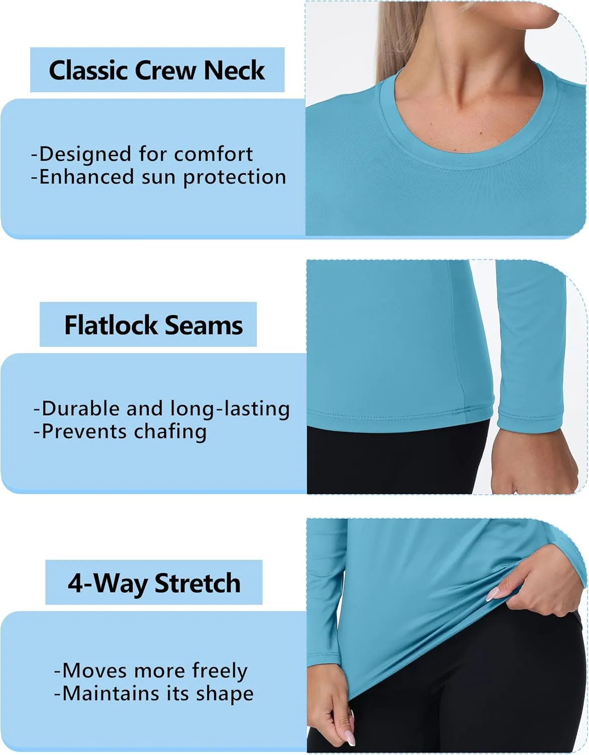 isnowood Women's Sun Protection Long Sleeve Shirts, UPF 50  UV Swim Rash Guard Shirt, Lightweight Workout Hiking Running Tops