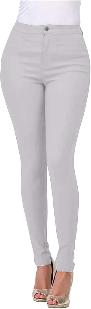 Jeggings for Women Tummy Control Jeans High Waisted Stretchy Elastic Pants Pull-on Sexy Brown Denim Pants