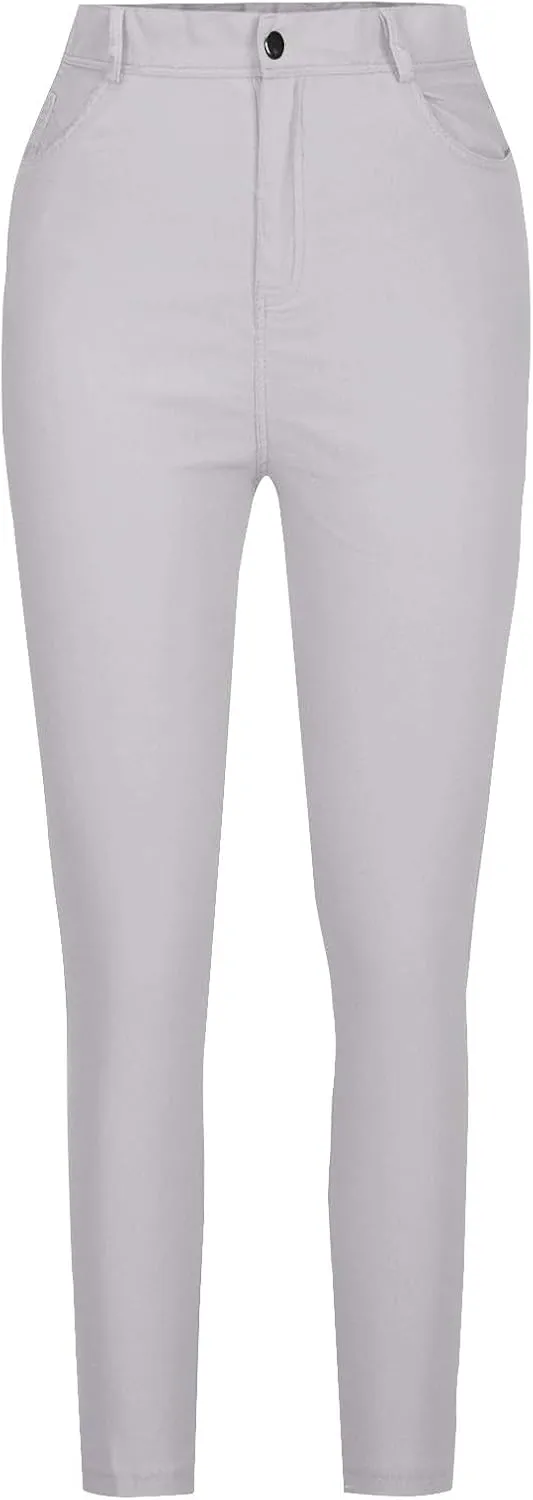 Jeggings for Women Tummy Control Jeans High Waisted Stretchy Elastic Pants Pull-on Sexy Brown Denim Pants