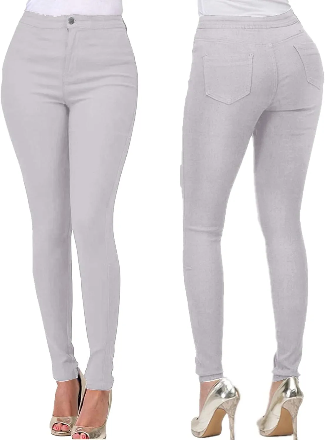 Jeggings for Women Tummy Control Jeans High Waisted Stretchy Elastic Pants Pull-on Sexy Brown Denim Pants
