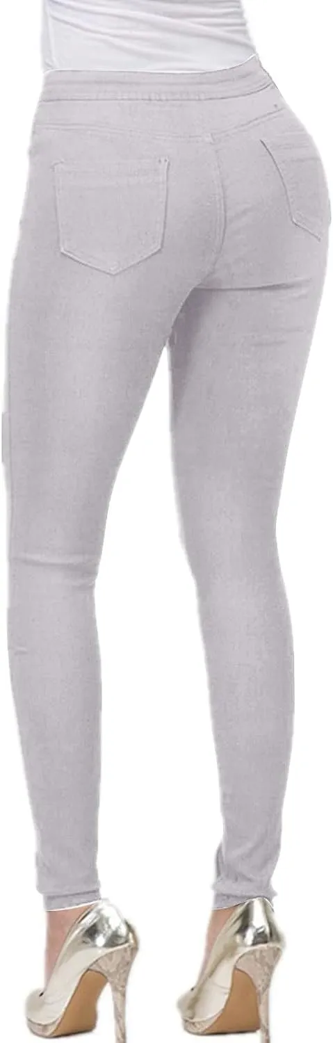 Jeggings for Women Tummy Control Jeans High Waisted Stretchy Elastic Pants Pull-on Sexy Brown Denim Pants