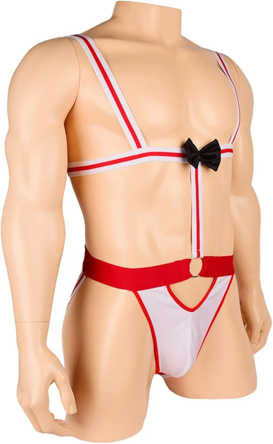 JEShifangjiusu Men Collared Bow Tie Bodysuit Sexy Mankini Briefs Suspender Swimsuit Costume Swimwear Thong Underwear
