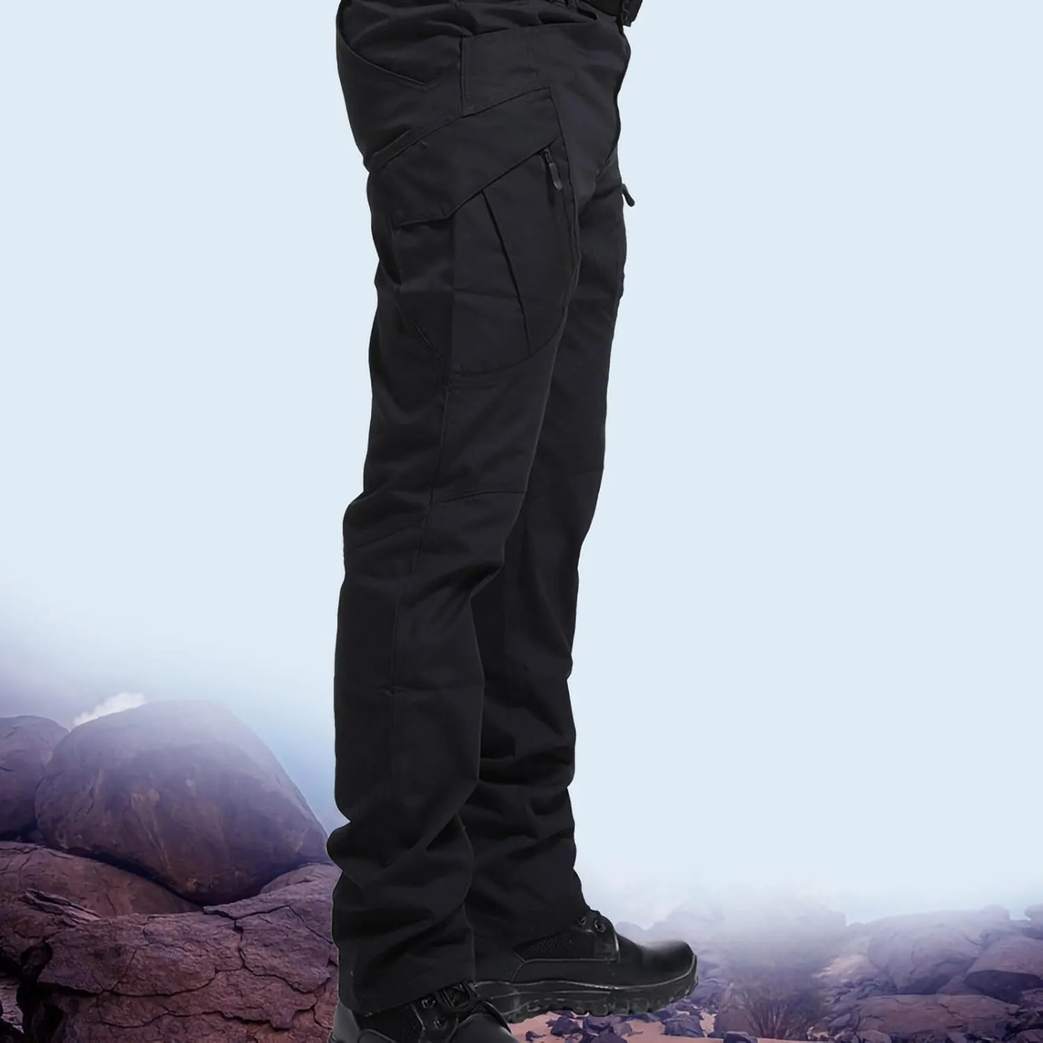 Joggers Pants Man Regular Big and Tall Solid Twill Cargo Pants Multi Pockets Work Utility Straight Legs Trousers