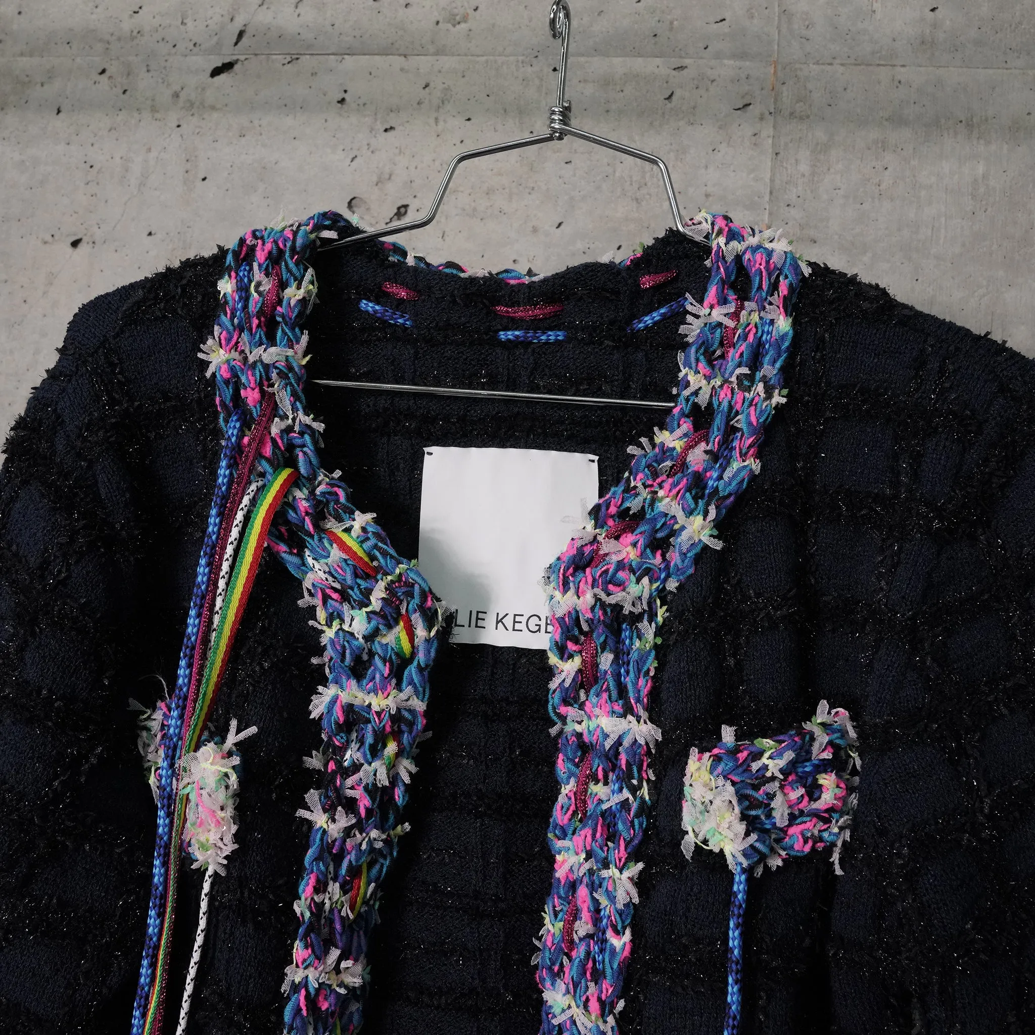 KNITTED TWEED JACKET / D.NAVY