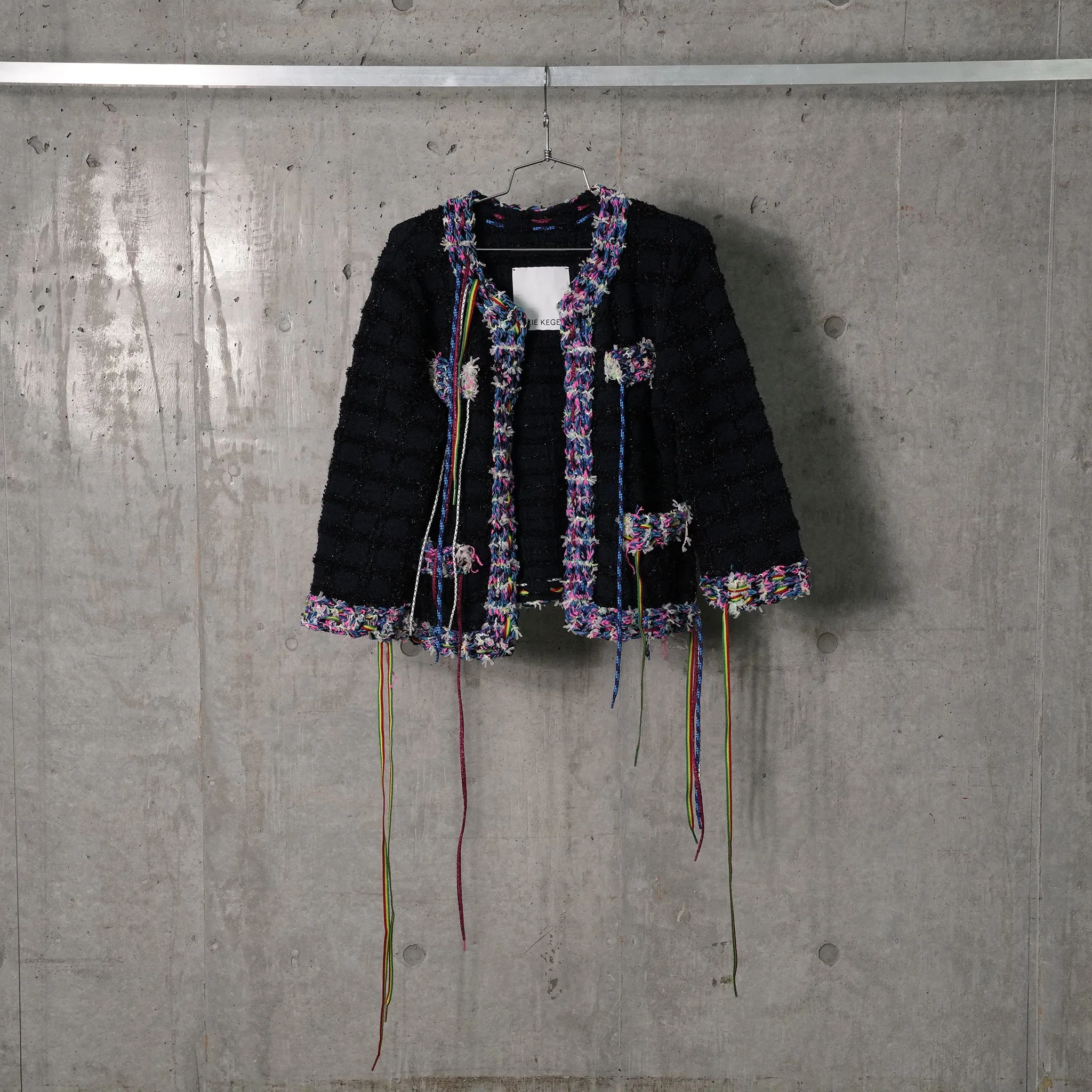 KNITTED TWEED JACKET / D.NAVY