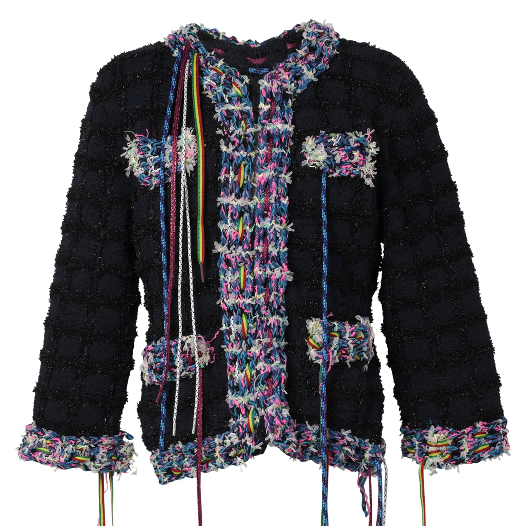 KNITTED TWEED JACKET / D.NAVY