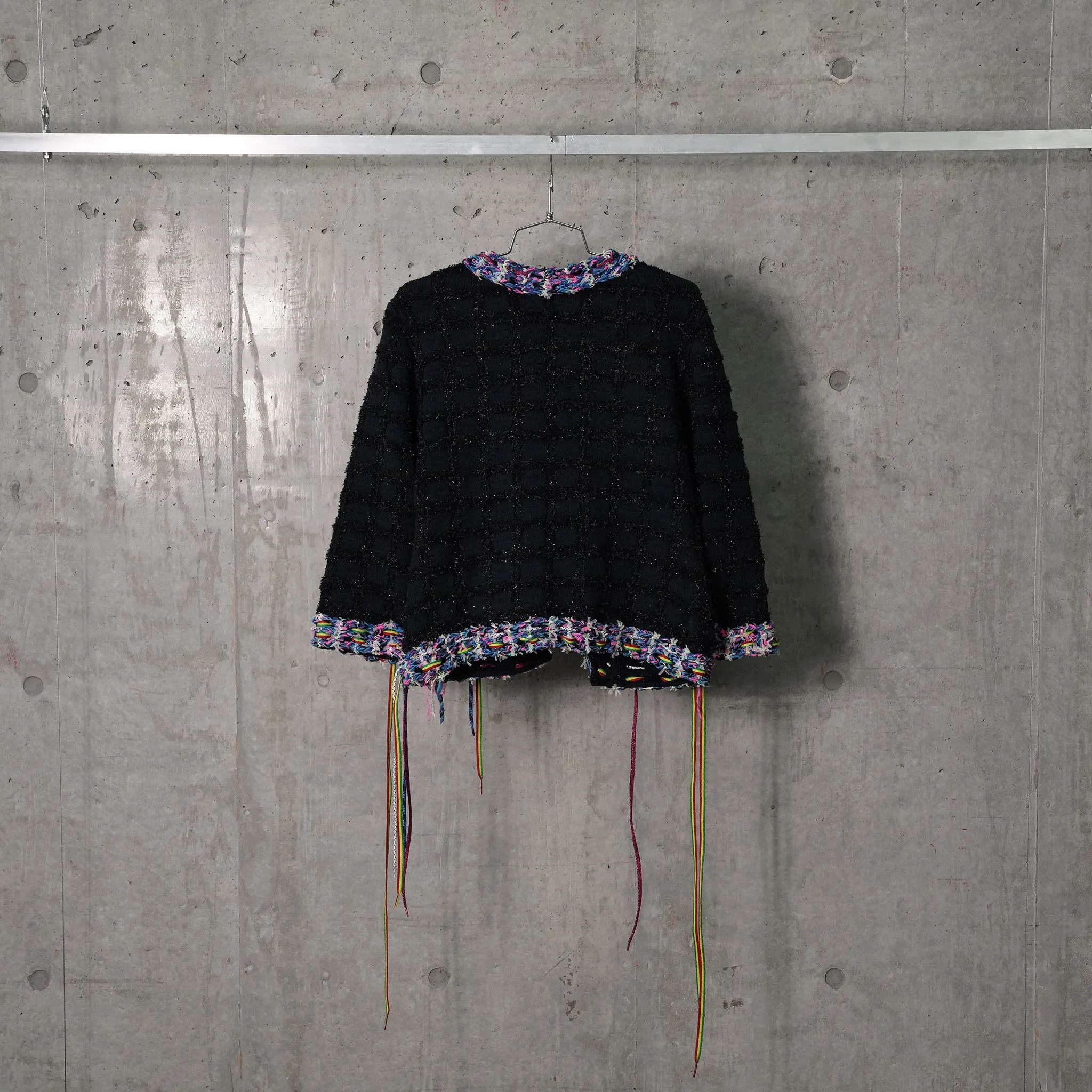KNITTED TWEED JACKET / D.NAVY