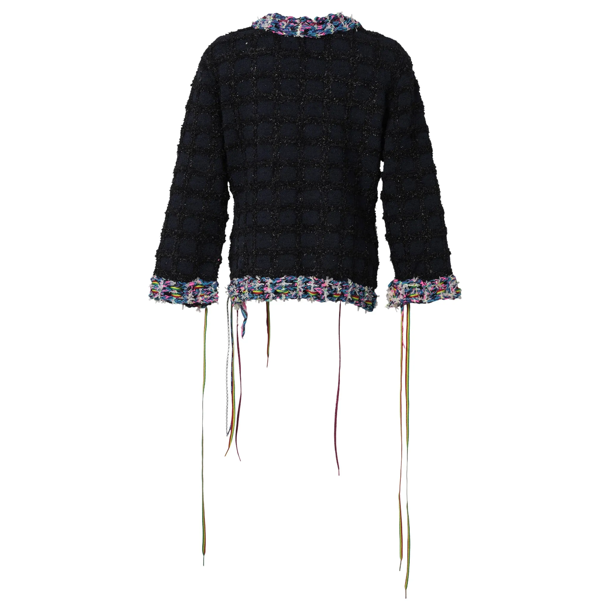 KNITTED TWEED JACKET / D.NAVY