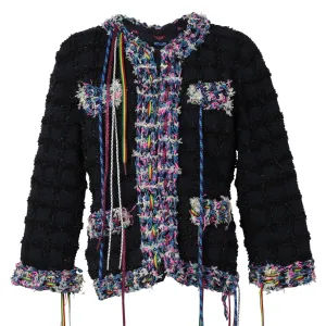 KNITTED TWEED JACKET / D.NAVY