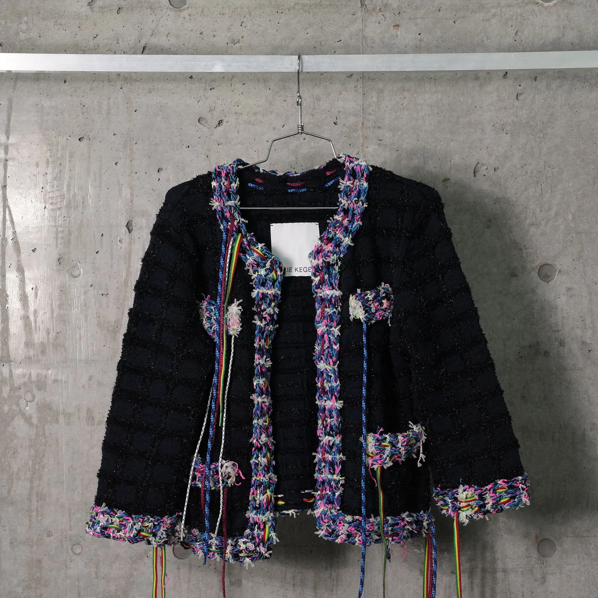KNITTED TWEED JACKET / D.NAVY