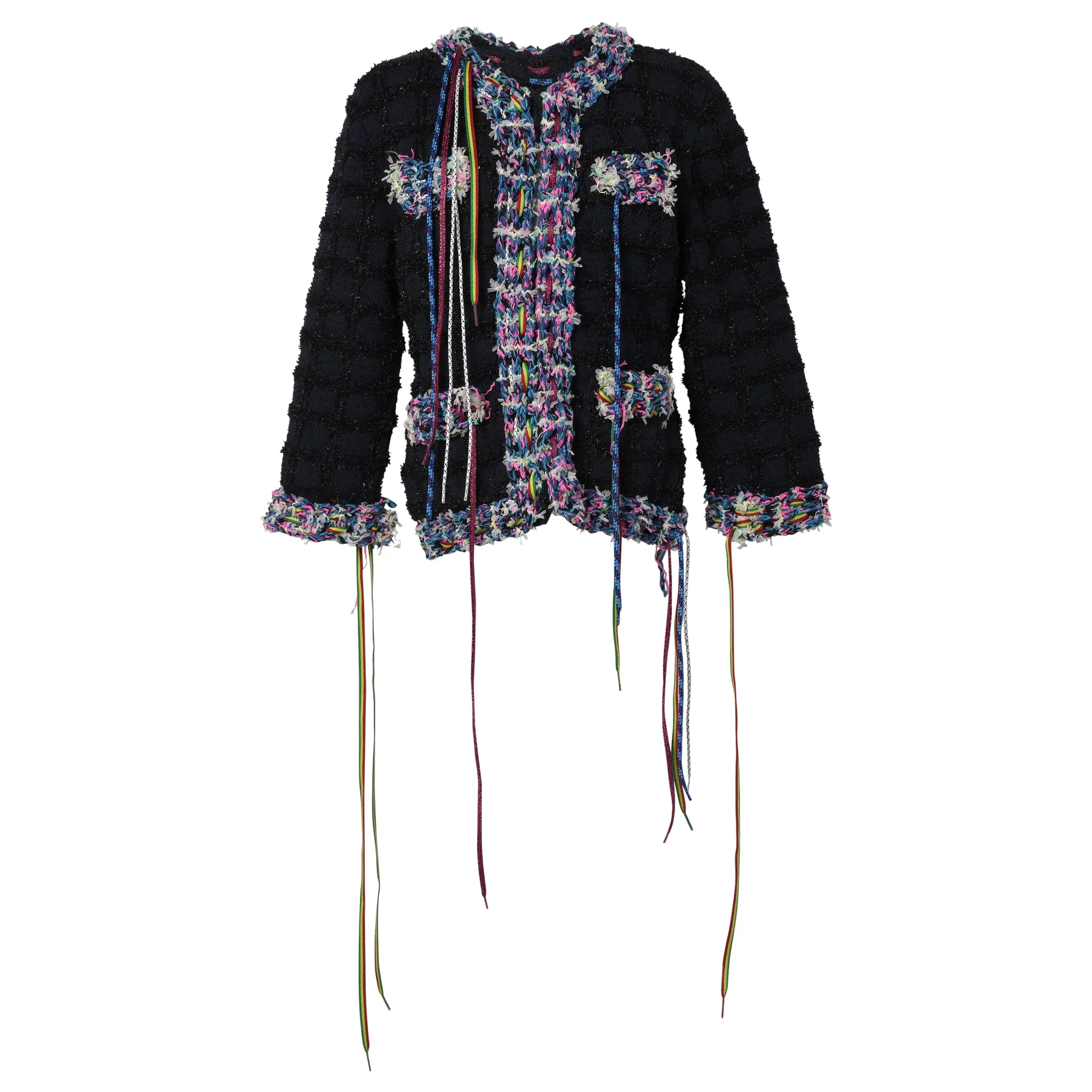 KNITTED TWEED JACKET / D.NAVY