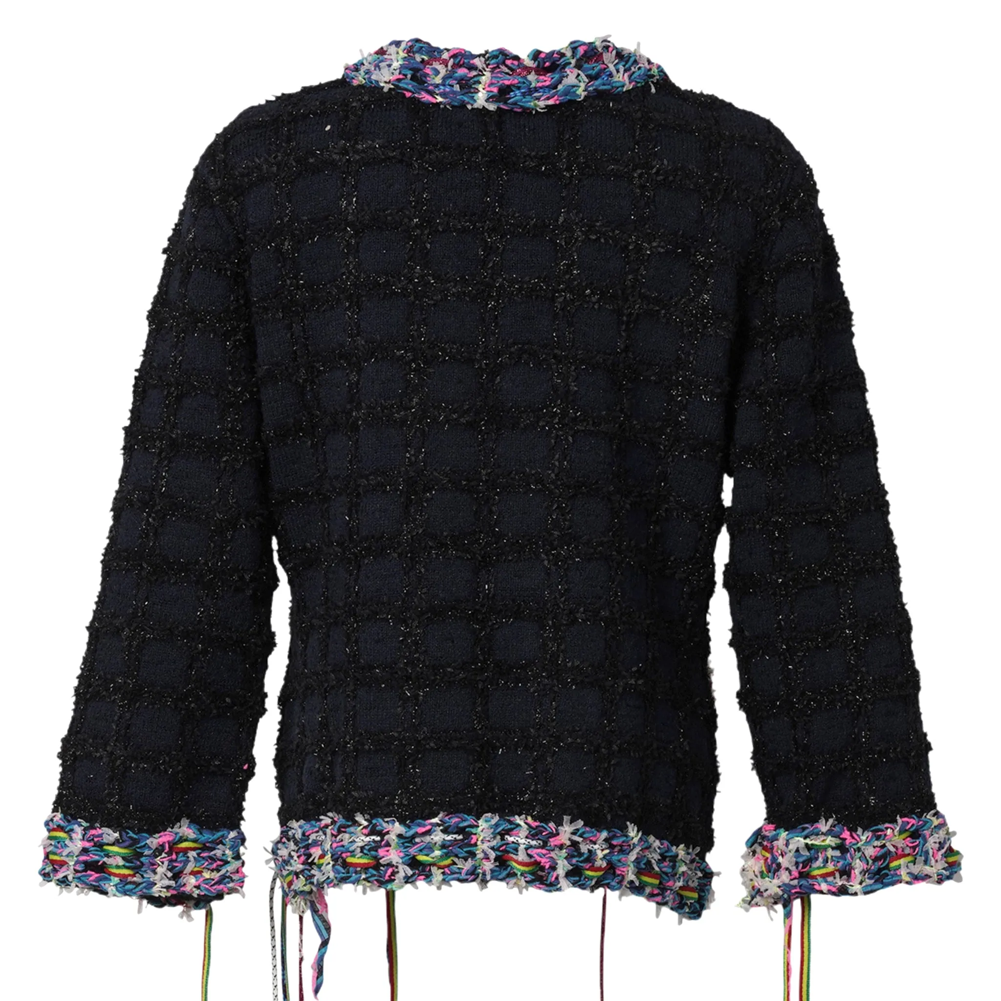 KNITTED TWEED JACKET / D.NAVY