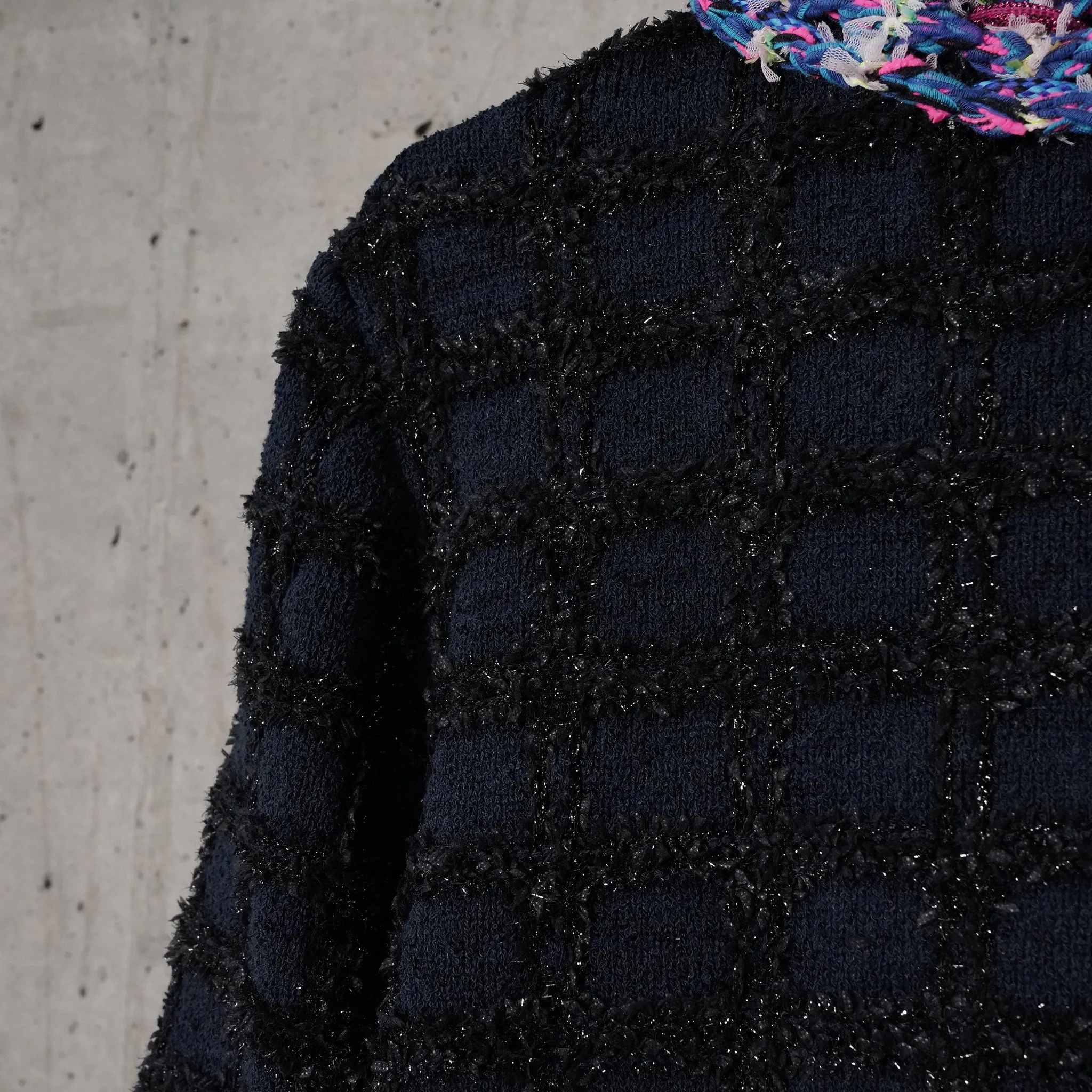 KNITTED TWEED JACKET / D.NAVY