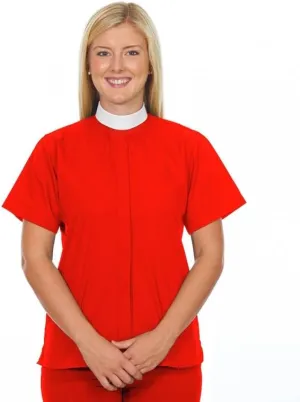 Ladies Clergy Shirt - Includes Banded Collar - Short Sleeves - Wrinkle-Resistant - Clergy Shirts for Women