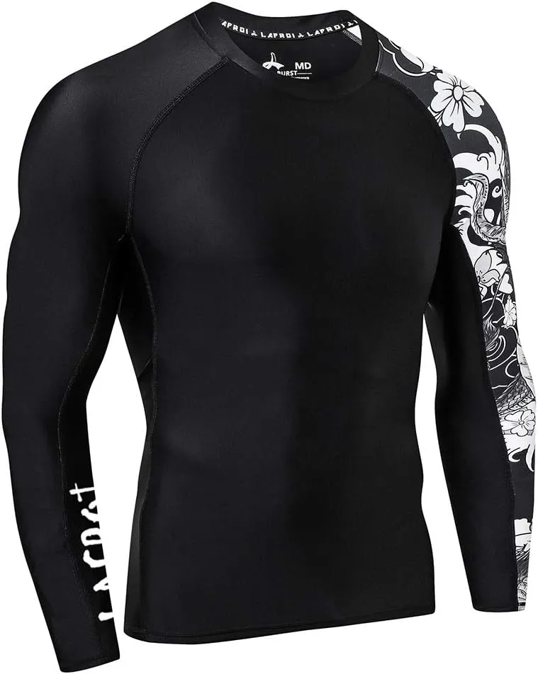 LAFROI Men's Long Sleeve UPF 50  Baselayer Skins Performance Fit Compression Rash Guard-CLYYB