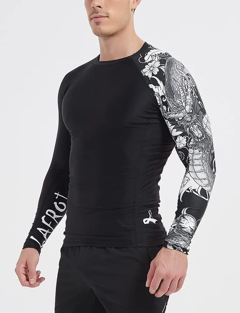 LAFROI Men's Long Sleeve UPF 50  Baselayer Skins Performance Fit Compression Rash Guard-CLYYB
